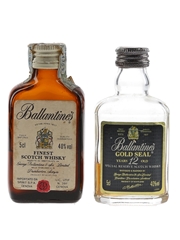 Ballantine's Finest & Gold Seal 12 Year Old Bottled 1980s 2 x 5cl / 40%