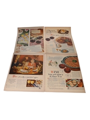 12 Wine Advertising Prints 1940s The Wines of California & Advertising prints for the United States Wine Advisory Board 