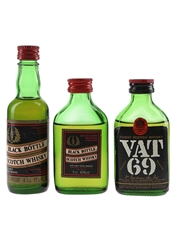 Black Bottle & Vat 69 Bottled 1970s & 1980s 3 x 4.7cl-5cl / 40%