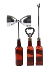 Vintage Johnnie Walker Red Label Bottle Bar Tools Double Jigger, Bottle Opener & Skewer 14cm-19cm-24cm Tall