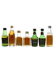 Black Bottle, Grant's 12, King's Ransom, Old Rarity 12, Vat 69 & White Label Bottled 1970s-1980s 7 x 5cl