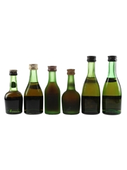 Courvoisier VSOP & Napoleon, Hine 3 Star, Martell Cordon Bleu & Remy Martin VS Bottled 1970s 6 x 3cl-5cl / 40%