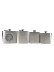 Assorted Stainless Steel Hip Flasks Talisker, Glenfiddich, Southern Comfort & Finland 4 x 2.5oz, 3oz & 5oz