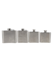 Assorted Stainless Steel Hip Flasks Talisker, Glenfiddich, Southern Comfort & Finland 4 x 2.5oz, 3oz & 5oz