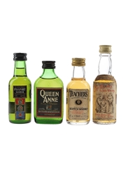 Passport, Queen Anne, Teacher's Highland Cream & Ye Monks Scotch Whisky Bottled 1970s-1980s 4 x 5cl