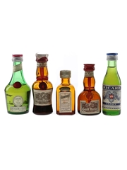 Assorted French Liqueurs Benedictine, Cherry Marnier, Cointreau, Grand Marnier & Ricard 5 x 2.8cl - 3cl