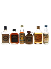Captain Morgan Black Label, Liquid Sunshine, Ron Del Moro, Coruba, Blue Riband & Focsle Rum Bottled 1970s 6 x 4.7cl-5cl / 40%