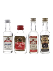 Chekov, Huzzar & Smirnoff Blue & Red Label Bottled 1970s-1980s 4 x 5cl