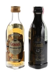 Grant's Standfast & 12 Year Old Bottled 1980s-1990s 2 x 4.7cl-5cl / 40%