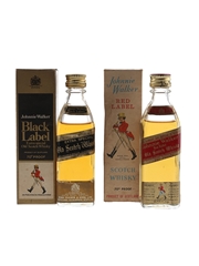 Johnnie Walker Black Label & Red Label Bottled 1970s 2 x 5cl / 40%