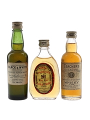 Buchanan's Black & White, Crawford's Five Star & Teacher's Highland Cream Bottled 1960s 3 x 5cl / 40%