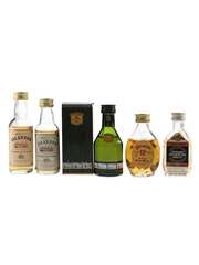 Bell's Islander, Cutty Sark 12 Year Old, Dimple 12 Year Old & Stewarts Cream Of The Barley Bottled 1980s-1990s 5 x 5cl / 40%