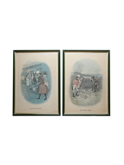 Johnnie Walker Sporting Prints - Coaching & Golfing 1820 Early 20th Century - Tom Browne 2 x 40cm x 29cm