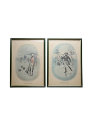 Johnnie Walker Sporting Prints - Curling & Skating 1820 Early 20th Century - Tom Browne 2 x 40cm x 29cm
