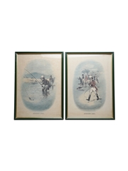 Johnnie Walker Sporting Prints - Fishing & Hunting 1820 Early 20th Century - Tom Browne 2 x 40cm x 29cm