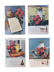 King, Paul Jones, Hiram Walker, Four Roses and Kinsey 1940s and 1950s Advertising Prints 25 x 26cm x 36cm