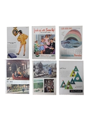 King, Paul Jones, Hiram Walker, Four Roses and Kinsey 1940s and 1950s Advertising Prints 25 x 26cm x 36cm