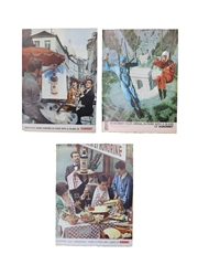 Coronet Brandy, Sandeman and Drambuie 1950s, 1960s & 1980s Advertising Prints 27cm x 37cm & 23cm x 32cm
