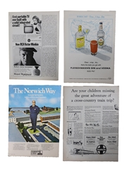 Smirnoff, Fleischmann, Cossack & Wolfschmidt 1960s & 1970s Advertising Prints 12cm x 30cm &  26cm x 35cm