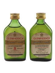 Glenfiddich 8 Year Old Straight Malt & Straight Malt Bottled 1960s 2 x 4.7cl / 40%