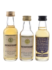 Auchentoshan 10 Year Old & Royal Lochnagar 12 Year Old Bottled 1980s-1990s 3 x 5cl
