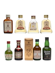 Assorted Whisky, Cognac & Liqueur Miniatures Bell's, Queen Anne, Ballantine's, Courvoisier 8 x 3 - 5cl