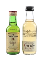Glenlivet 12 Year Old & Stronachie 12 Year Old Bottled 1980s 2 x 5cl