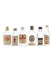 Assorted Gin Bottled 1950s-1970s - Beefeater, Coates & Co., Seagers, Gordon's 6 x 5cl