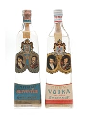 Stefanof Imperial Vodka & Slivovitz Bottled 1960s - Buton 2 x 75cl