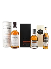 Balvenie 12 Year Old Signature Batch #1, Kininvie 25 Year Old Cask Strength & Glenfiddich 1987 & 1976 Peter Gordon Distillery Exclusive 70cl, 20cl & 20cl