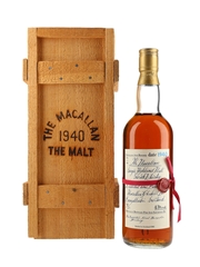 Macallan 1940 Handwritten Label Bottled 1981 - Pro Nobilitate Ebert, Hainzl & Co 75cl / 43%