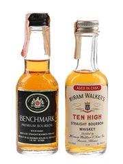 Benchmark Premium Bourbon & Hiram Walker Ten High Bottled 1970s 2 x 4.7cl