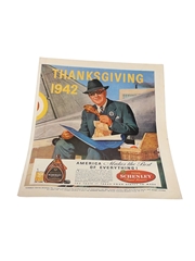 Schenley Whiskey Advertising Print Thanksgiving 1942 26cm x 36cm
