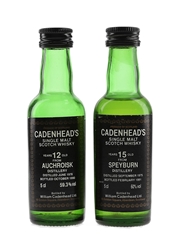 Speyburn 1975 15 Year Old & Auchroisk 1978 12 Year Old Bottled 1990s - Cadenhead's 2 x 5cl