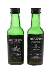 Glen Elgin Glenlivet 1971 19 Year Old & Glenlivet 1974 16 Year Old Bottled 1990 - Cadenhead's 2 x 5cl