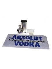 Absolut Vodka Memorabilia Cocktail Shaker, Bar Towel & Name Places 