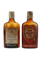 Red Heart Jamaica Rum & Chaplins St Nicolat Jamaica Rum Bottled 1940s-1950s 2 x 5cl / 40%