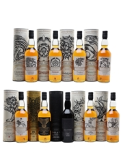 Game Of Thrones Whiskies Set Cardhu, Clynelish, Dalwhinnie, Glendullan, Lagavulin, Mortlach, Oban, Royal Lochnagar & Talisker 9 x 70cl