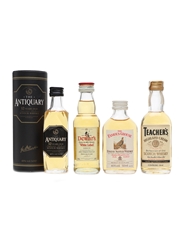 Blended Scotch Whisky Miniatures Dewar's, Teacher's, Famous Grouse, Antiquary 4 x 5cl / 40%