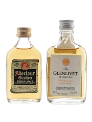 Aberlour Glenlivet 9 Year Old & Glenlivet 12 Year Old Bottled 1960s-1970s 2 x 4-4.7cl