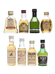 Blended Scotch Whisky Miniatures Bell's, Cutty Sark, Vat 69, Teacher's 8 x 5cl / 40%