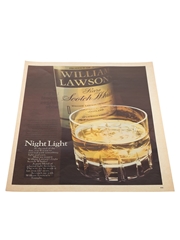 William Lawson's Whisky Advertisement Print 1960s - Night Light 26.5cm x 34cm