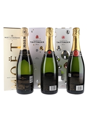 Taittinger & Moet & Chandon Non Vintage Champagnes  3 x 75cl