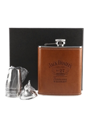 Jack Daniel's Hip Flask With Funnel & Glasses  12.5cm x 9.5cm