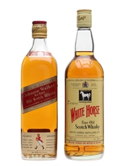 White Horse & Johnnie Walker Red Label Bottled 1980s 2 x 75cl / 40%