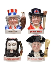Jim Beam International Collection Royal Doulton Ceramic Character Jugs 4 x 20cl / 40% ABV