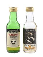 Rosebank 8 Year Old & Springbank 12 Year Old Bottled 1980s 2 x 5cl