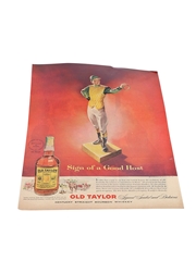 Old Taylor Bourbon Whisky Advertising Print 1950s - Sign Of A Good Host 35.5cm x 25.5cm