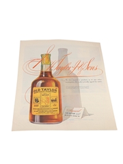 Old Taylor Bourbon Whisky Advertising Print 1940s - Signed, Sealed And Delicious 35.5cm x 25.5cm
