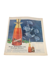 Old Fitzgerald Bourbon Whiskey Advertising Print 1950s - Genuine Old Fitzgerald In The Candlelight Decanter 35.5cm x 26cm